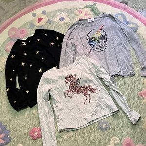 Bundle of Graphic and Star Print Long Sleeve Girl Tops